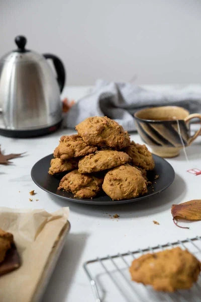 Soft vegan pumpkin spice cookies made with Michele’s Pumpkin Spice Granola