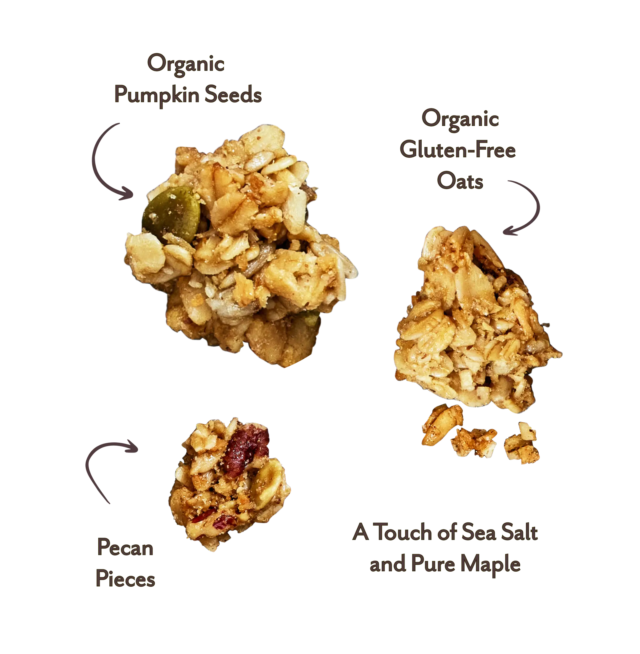 Michele's Granola Salted Maple Pecan Nuts and seeds with labels