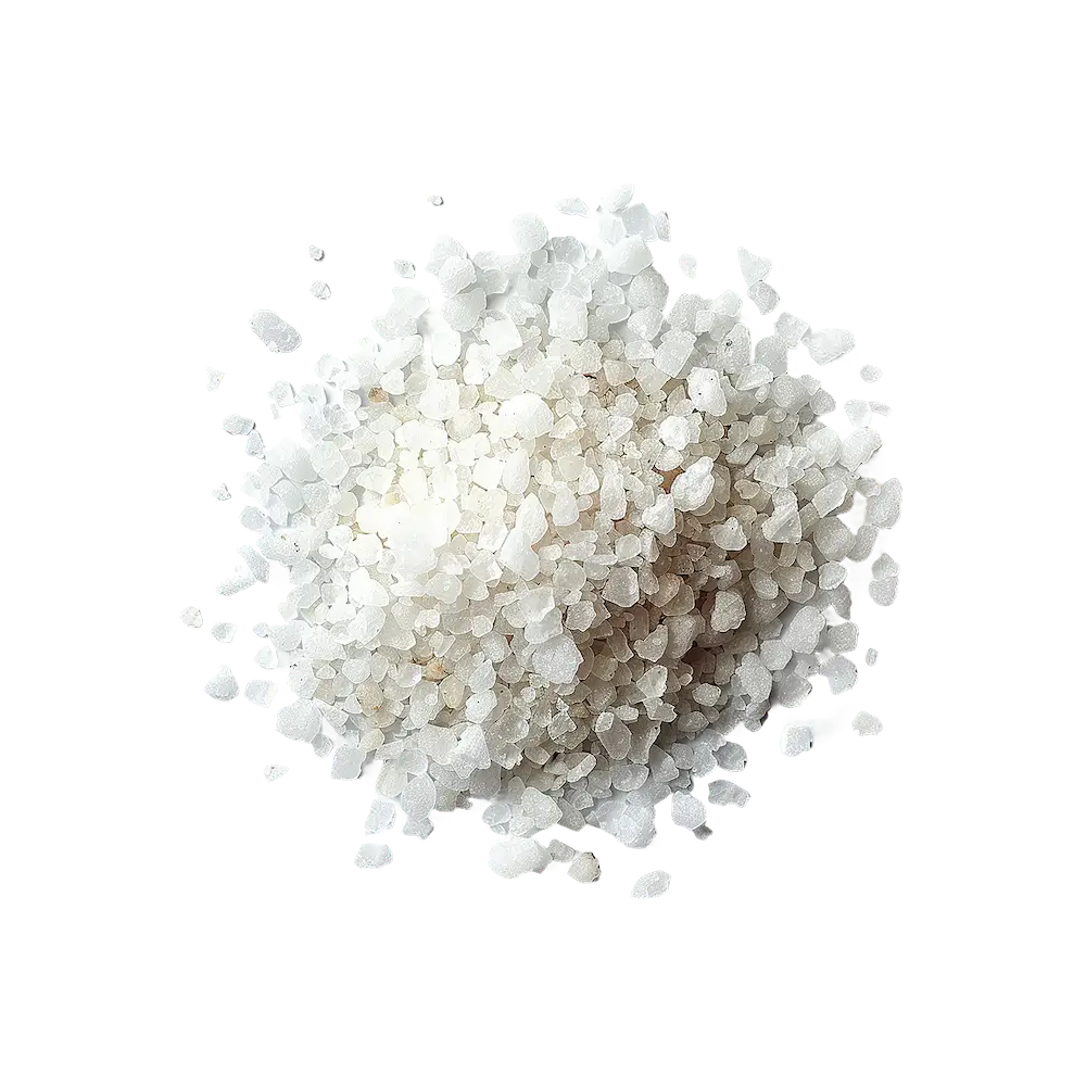 Pile of white sea salt crystals