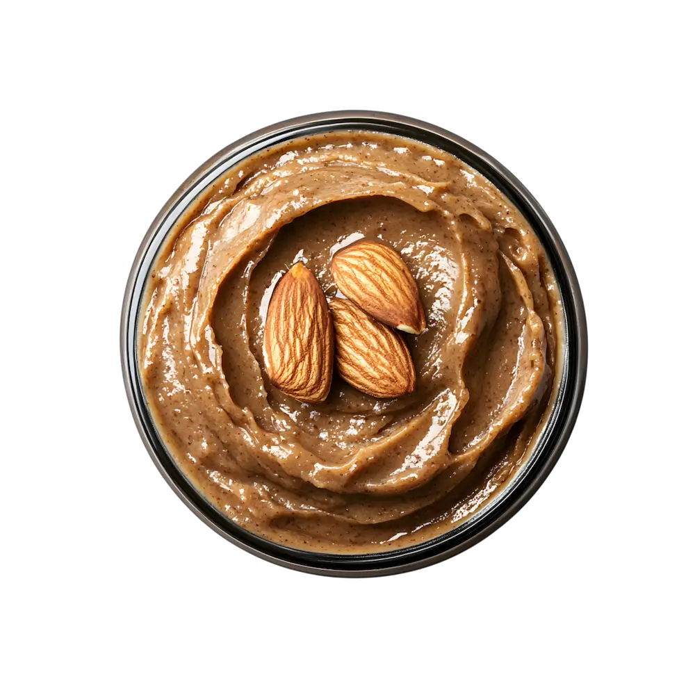 Jar of almond butter with almonds