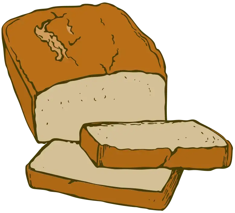 Illustration of a loaf of bread with two slices cut off