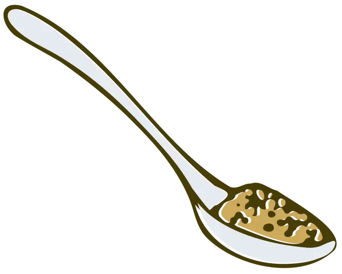 Spoon with a small amount of brown substance