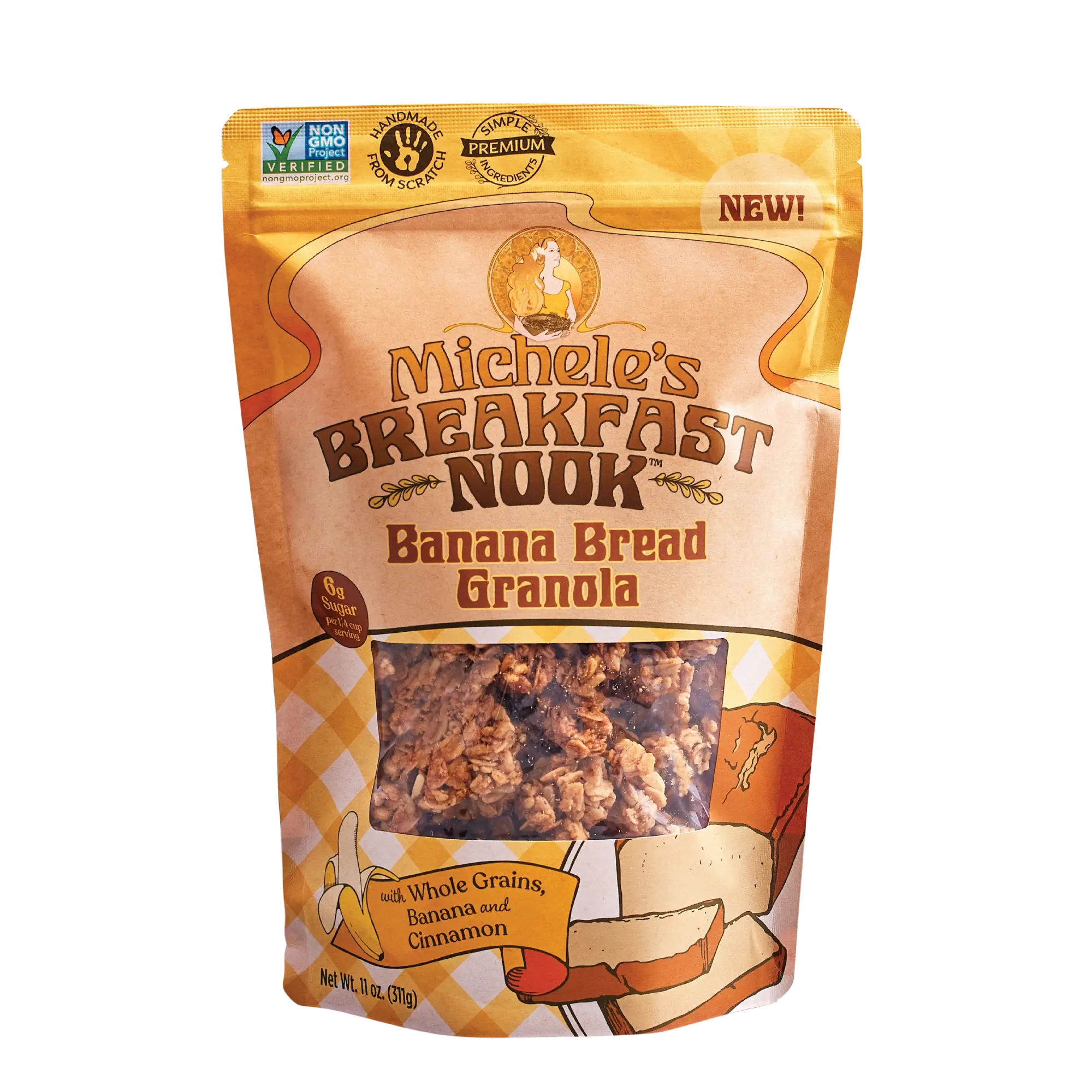 Packaging of Michele's Breakfast Nook Banana Bread Granola