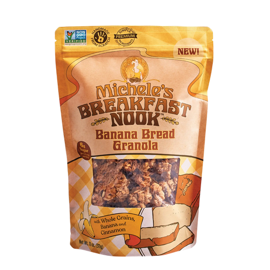 Packaging of Michele's Breakfast Nook Banana Bread Granola