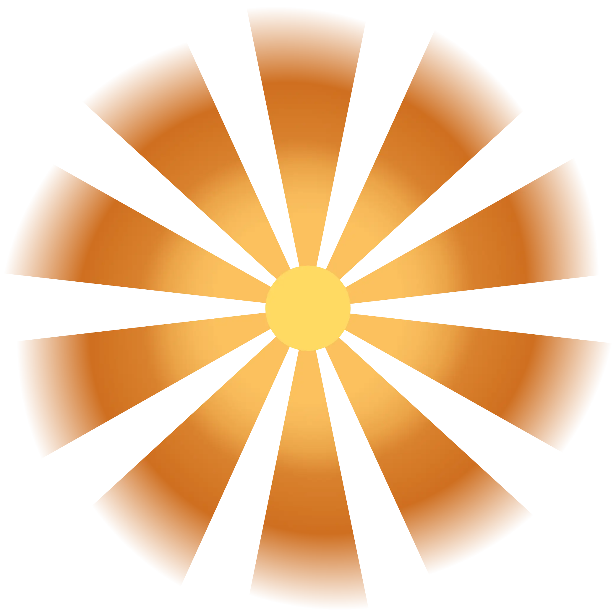Radiating sunburst design with orange and yellow colors